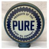 Pure Oil Company Glass Advertising Lens with Metal Body, 15 Inches