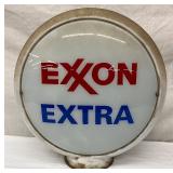 Exxon Extra Gas Pump Globe with 13-Inch Glass Lenses and Milk Glass Body