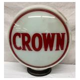 13-Inch Crown Glass Gas Pump Globe with Milk Glass Wide Body