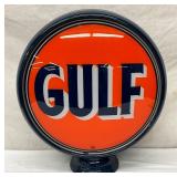 Gulf Gasoline Advertising Globe with 13-Inch Glass Lenses and Metal Body