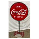 Original Coca-Cola Porcelain Lollipop Sign with Embossed Org.  Base