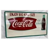 56 x 31 1/2 Coca-Cola Fishtail ‘Big King Size’ Advertising Sign with Self-Framed Edg