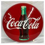 24-Inch Metal Coca-Cola Button Sign with Bottle Graphic