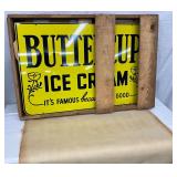 36 x 24 NOS Buttercup Ice Cream Advertising Sign in Original Crate w/ Rice Paper 