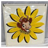 Elsie the Cow Embossed Self-Framed Metal Sign, 17 1/2 x 17 1/2 Inches