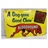 Vintage Embossed Bloodhound Tobacco Advertising Sign, 27 1/2 x 18 Inches