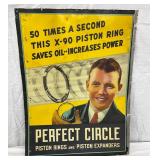 Perfect Circle X-90 Piston Ring Advertising Sign, 20 x 26 1/2 Inches