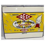 Vintage Ireco NOS Steel-Lume Sprinkler Irrigation Tin Advertising Sign, 30 x 24 Inches