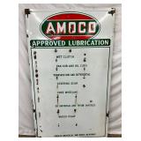 38 x 64 AMOCO Approved Lubrication Porcelain Rack Sign