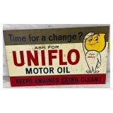 Vintage Uniflo Motor Oil Advertising Metal Sign, 17 1/2 x 10 1/2 Inches