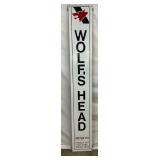 12 x 82 Vertical Wolf’s Head Motor Oil Embossed Self-Framed Sign