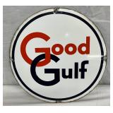 10 1/2-Inch Porcelain ‘Good Gulf’ Pump Sign