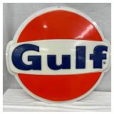 28 in. x 25 in. Gulf Lexan Embossed Advertising Sign