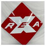 50-Inch Porcelain R.E.A. Sign in Red and White