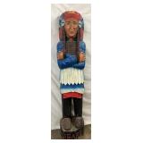 Carved Wooden 6’3″ Cigar Store Indian Statue with Polychrome Finish