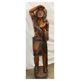 6-Foot Wooden Carved Cigar Store Indian with Painted Details