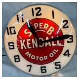 15-Inch Kendall Motor Oil Advertising Clock with Illuminated Face