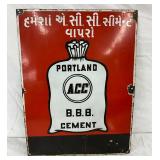 18×24 Porcelain Cement Sign Featuring Portland ACC B.B.B. Cement Design