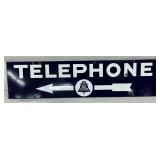Double-Sided Porcelain Telephone Sign with Arrow, 34 1/2 x 8 1/8 Inches