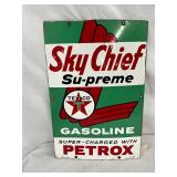 12 x 18 Porcelain Texaco Sky Chief Gasoline Pump Plate