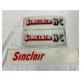 Three Sinclair Glass Gas Pump Inserts