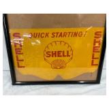 Shell Gasoline Advertising Cardboard Sign in Frame, 19 x 11.5 Inches