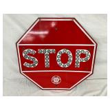 24-Inch Porcelain Stop Sign with Cat Eyes, Marked Auto Club So. Cal.