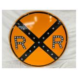 30-Inch Porcelain Railroad Crossing Sign with Cat Eye Reflectors