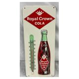 Royal Crown Cola Embossed Metal Thermometer, 6 x 13 1/2 i