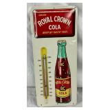 Royal Crown Cola Embossed Tin Thermometer, 6 x 13 1/2 Inches