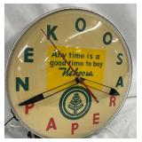 Vintage Nekoosa Paper Advertising Wall Clock With Metal Frame