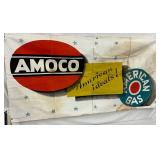 Original Amoco and American Gas Cloth Banner, 72 x 36 in.