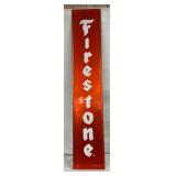 Embossed Firestone Vertical Advertising Sign, 13″ x 72″, Self-Framed