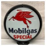 13-Inch Mobilgas Special and Red Crown Gasoline Glass Lens Globe with Plastic Bod