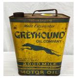 Two-Gallon Greyhound Motor Oil Can with Spillproof Spout