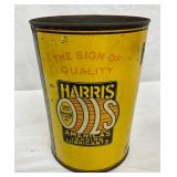 5-Quart Harris Motor Oil Can with Yellow and Black Graphics