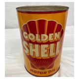 Golden Shell Motor Oil Five Quart Can, Full With Original Oi