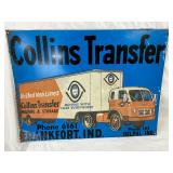 Collins Transfer 24 x 18 Metal Sign Featuring Moving Truck Design