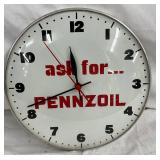 12-Inch Electric Wall Clock Advertising Pennzoil