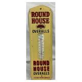 Round House Overalls Advertising Thermometer, 5 x 17 Inches