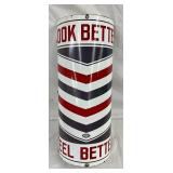 10 x 24-Inch Porcelain Barber Shop Sign with ‘Look Better, Feel Better’ Design