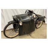 Early Vintage Covered Motorcycle with Side Enclosure