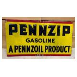 RARE PORC. PENNZIP GASOLINE SIGN 