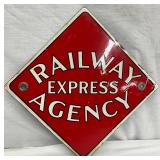 11IN. PORC. RAILWAY EXPRESS AGENCY SIGN 