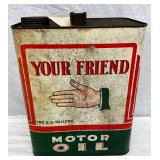 2G. YOUR FRIEND MOTOR OIL CAN 