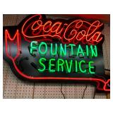 Coca-Cola Fountain Service Neon Sign with Arrow and New Transformers