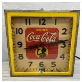 15-Inch Original Coca-Cola Neon Clock with Yellow Frame and Metal Housing