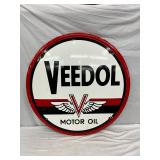 30-Inch Porcelain Veedol Motor Oil Sign with Self-Framed Sides