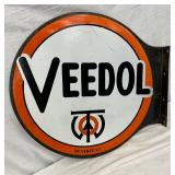 22 x 21-Inch Porcelain Veedol Flange Sign
