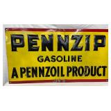 46 x 25″ Embossed Porcelain Pennzip Gasoline Sign